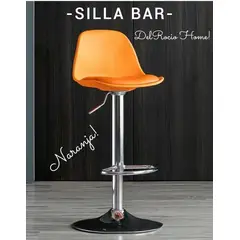GENERICO - SILLA BANCO BAR TABURETE GIRATORIO REGULABLE CON RESPALDO Y REPOSAPIÉS COCINA Y SALA NARANJA
