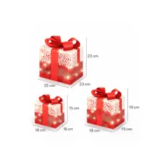 GENERICO - CAJA DE REGALO 3 IN1 , CON LUCES LED DE NAVIDAD, VIENE CON LAZO