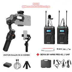 ZHIYUN - - Smooth 5S iA COMBO - Gimbal Estabilizador para SmartPhone + Micrófono BOYA BY-WM8 PRO-K1
