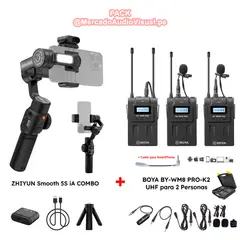 ZHIYUN - - Smooth 5S iA COMBO - Gimbal Estabilizador para SmartPhone + Micrófono BOYA BY-WM8 PRO-K2