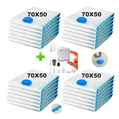 VARIOS - Pack 24 Bolsas de Aire al Vacío de Viaje 70x50cm + Bomba de Aire Inalámbrico