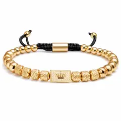 GENERICO - PULSERA CON DIJE CORONA DORADA REAL DE ACERO INOXIDABLE