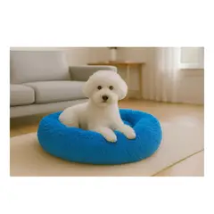 PET MOOD - Cama Donut Para Mascotas Talla L Antialérgico Color Celeste
