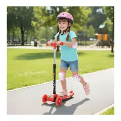 GENERICO - Scooter Plegable Para Niños Con Luces LED Multicolor Rojo