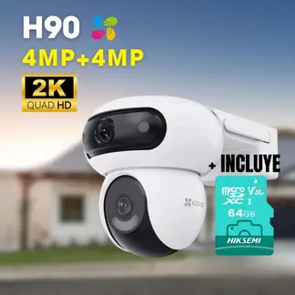 EZVIZ - H90 DUAL 2K+ CAMARA DE SEGURIDAD WIFI 4MP+4MP DOBLE LENTE + Micro Sd 64gb
