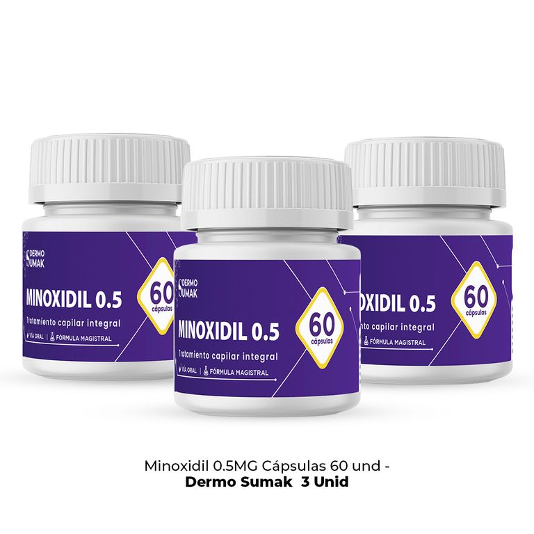 Minoxidil 0.5 Mg 60 Caps - Dermo Sumak 3 Unidades