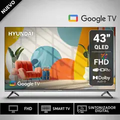 HYUNDAI - Televisor 43 QLED SMART TV FHD Google TV HYLED4326QG