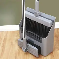 GENERICO - Set de Limpieza 3 en 1 Escoba, Recogedor y Cepillo Peine 117cm Gris