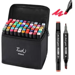 TOUCH - Set de Plumones y Marcadores Doble Punta de Colores 60 Pcs