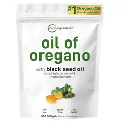 GENERICO - Micro Ingredients Aceite de Orégano 4X Ultra Concentrado+Semilla Negra y Eliminación de Candidiasis