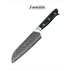 GENERICO - Cuchillo Santoku #7, profesional de 67 capas, AUS-10V de Damasco, mango de acero
