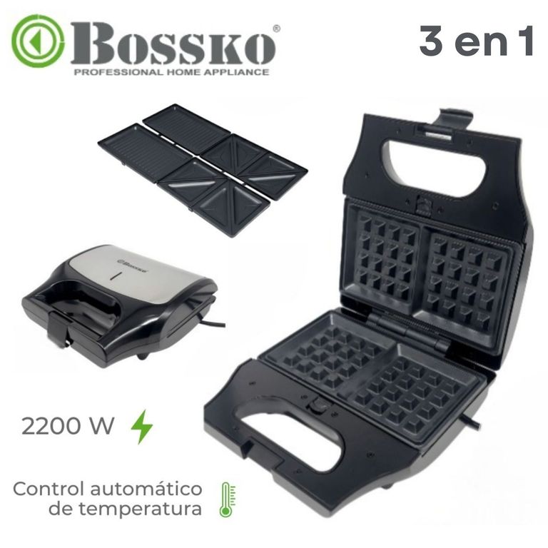 Waffles Intercambiables para Sandwichera y Grill 3 en 1 Negro