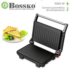 BOSSKO - Mini grill Panini BK-435GP Antiadherente 1000w Negro