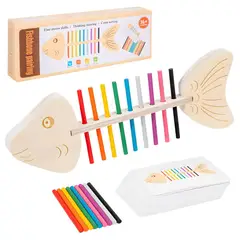 GENERICO - Pez Didáctico de Madera para Clasificación de Colores