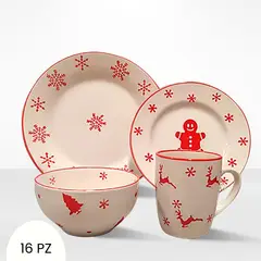 ICHIMATSU - Juego de Vajilla Navideños con Decoración Reno 16 Piezas