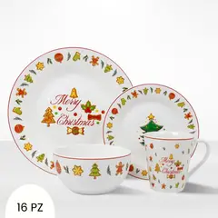 ICHIMATSU - Juego de Vajilla Navideños Merry Christmas 16 Piezas