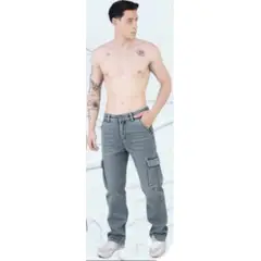 GENERICO - Pantalon jean cargo plata