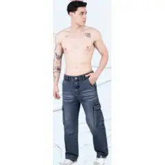 GENERICO - Pantalon jean cargo rata