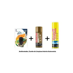 GLADE - Ambientador Combo de Limpieza Interior Automotriz Aroma Nitro Cuero