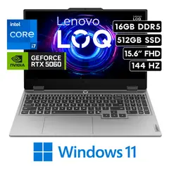 LENOVO - Laptop LOQ 15IRX10 - Intel Core i7 13650HX 16GB 512GB RTX 5060 8GB 15.6″ FHD 144Hz Windows 11