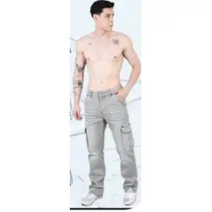 GENERICO - Pantalon jean cargo beige