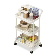KELLER - Carrito Organizador 3 Niveles con Ruedas Y Asa para Cocina Blanco C92
