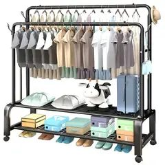 GENERICO - Estante Colgador Organizador Ropa Perchero 88kg Con Ruedas Negro