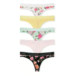 VICTORIA'S SECRET - PACK X 5 CALZON BIKINI VICTORIAS SECRET COLALESS DE ALGODON CON LOGO