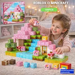 GENERICO - Bloques magnéticos Mundo Minecraft cubos imanes 100 PIEZAS