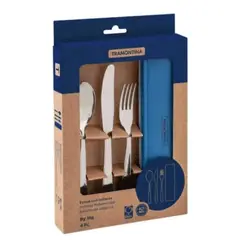 TRAMONTINA - Set De Cubiertos x 4 Pzas Acero Inox Con Estuche