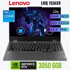 LENOVO - Laptop LOQ 15IRX9 15.6" Intel Core i5-12450HX Ram 24GB SSD 512GB RTX 3050 8GB Windows 11