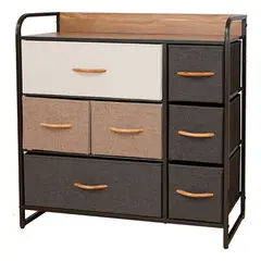 ANYHOGAR - Cajonera Comoda 7 Cajones Metal Madera Tela Premium