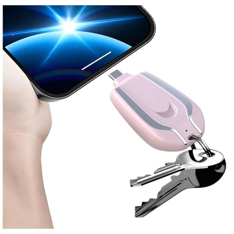 Cargador Celular Portatil Llavero Power Bank de Emergencia Rosa