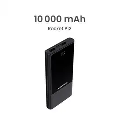MOVISUN - Power Bank Rocket P12 10000mAh – Carga rápida PD/QC, 3 salidas, pantalla LED, negro