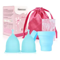 ZIMRAHYG - 2 Copa Vaso Esterilizador De Silicona Para Copa Menstrual Azul L