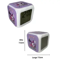SANRIO - Despertador Digital Kuromi con Luz LED Multicolor y Pantalla LCD M