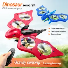 GENERICO - AVIÓN DINO DRONE A CONTROL REMOTO RC 2.4 GHZ CON SENSOR DE GRAVEDAD Y LUCES LED
