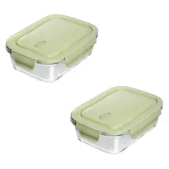 GENERICO - Kit x2 Táperes de vidrio 410ml - Verde