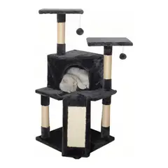 PET MOOD - Gimnasio Rascador Para Gatos Con Cueva Plataformas Y Juegos Gris Oscuro