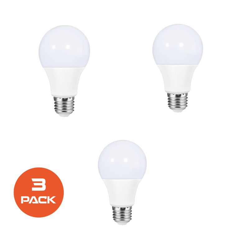 Pack 3 Focos LED 9W Luz Calida E27 3000K Bajo Consumo