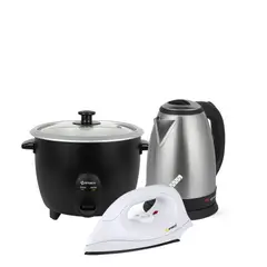 IMACO - Tricombo Plancha + Olla arrocera 15L + Hervidor metálico 18L