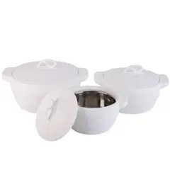 BELESSI - Set de 3 Fuentes Insuladas Herméticas Blancas Multiuso (fuente y contenedor) con Tapa