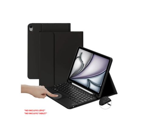 Funda Con Teclado Bluetooth Touchpad para iPad AIR 11 M2 M3 - NEGRO