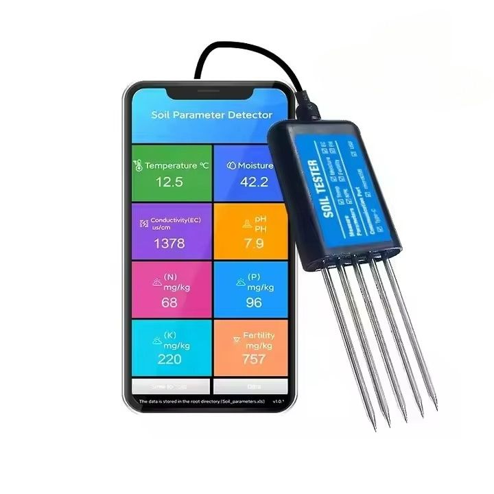 Sensor Digital 8 en 1 para Suelo pH Humedad USB Jardinera