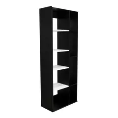 FMFURNITURE - Biblioteca Recta 160X60X30 CM Negro Y Blanco