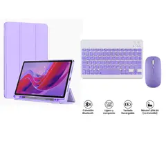 SPACE - Funda Smart Case Portapencil Para Lenovo M11 K11 - TECLADO + MOUSE POR FUERA LILA