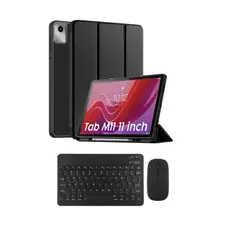 SPACE - Funda Smart Case Portapencil Para Lenovo M11 K11 - TECLADO + MOUSE POR FUERA NEGRO