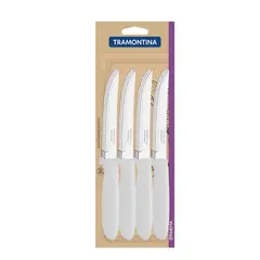 TRAMONTINA - SET DE CUCHILLOS PARA ASADO IPANEMA 12 PIEZAS MANGO BLANCO