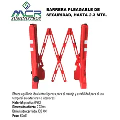 GENERICO - BARRERA PLEGABLE DE SEGURIDAD EXPANDIBLE HASTA 2 MTS CON 30 CENTIMETROS.