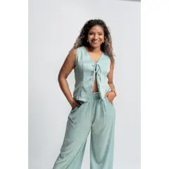 MISS LADY - CHALECO MUJER DE SEDA CON TIRAS